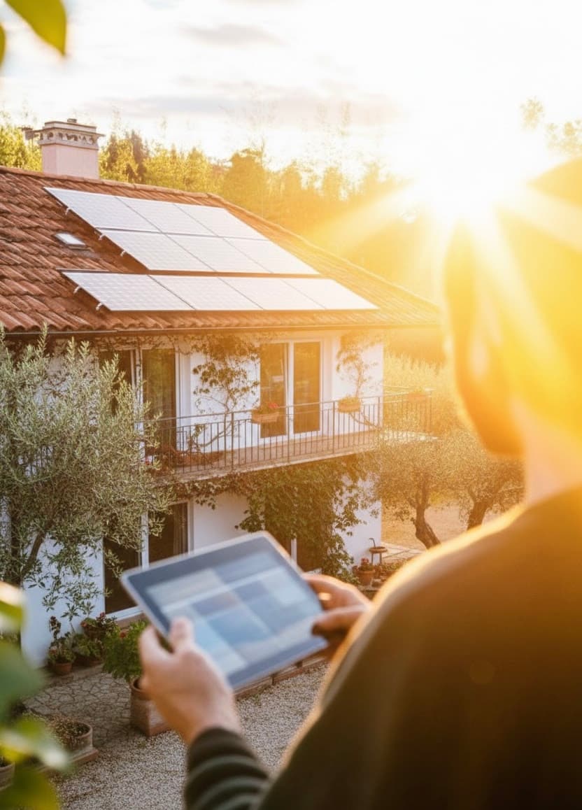 Net-billing photovoltaic system on the roof of a Cyprus home