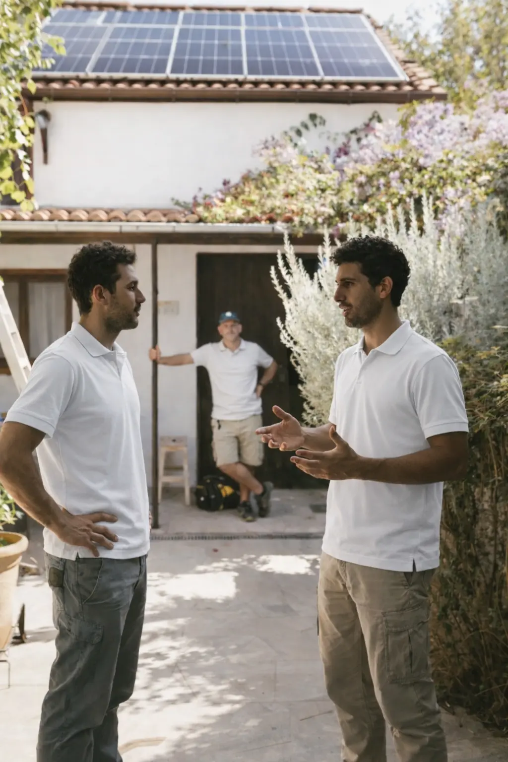 Smart Solar Cyprus team on site at a Cyprus home with rooftop solar